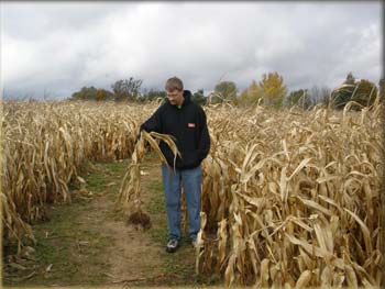 picture of Ted in with corn stalks